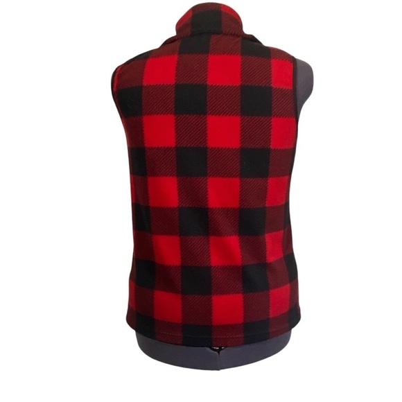 CHAPS Women's red & black buffalo plaid sz XL fleece vest front pockets full zip - Picture 5 of 8